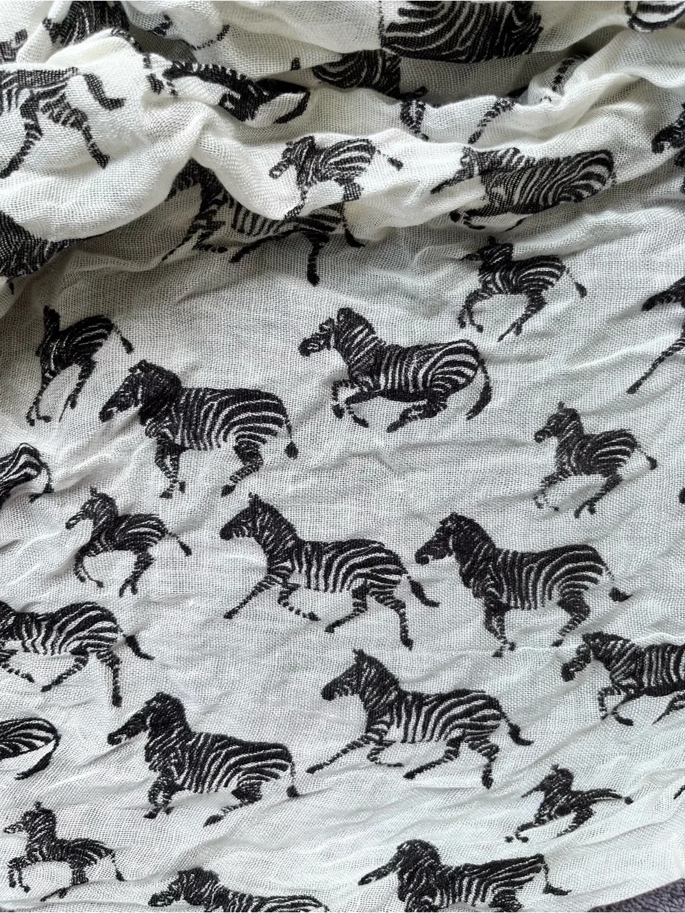 Soft Lightweight Black & Off White Zebra Print Infinity Loop Scarf